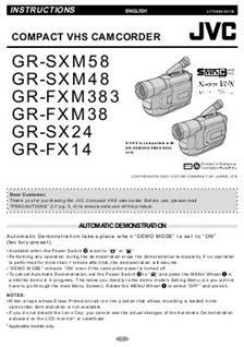 JVC GR SXM 48 manual. Camera Instructions.